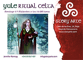 Celebración del festival celta de Yule y del solsticio de inverno